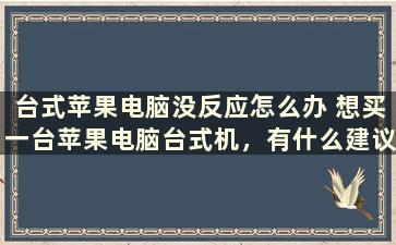 台式苹果电脑没反应怎么办 想买一台苹果电脑台式机，有什么建议吗